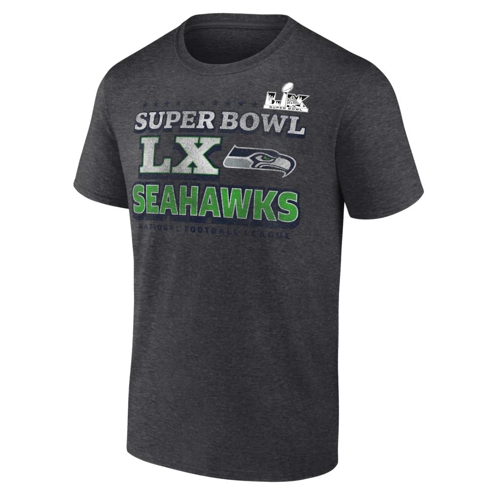 Seattle Seahawk Charcoal Super 1Bowl LX T-Shirt S-5XL 4XL