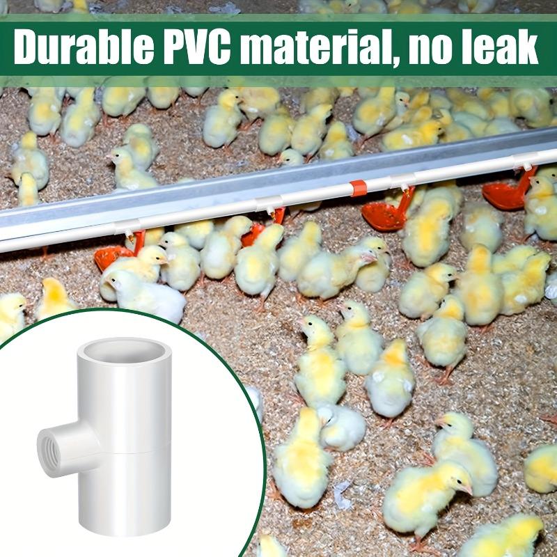 40pcs US Standard White PVC Chicken Drinking Water Tee Fittings Poultry Waterer Accessories for Chicken Duck Goose Water Bowls