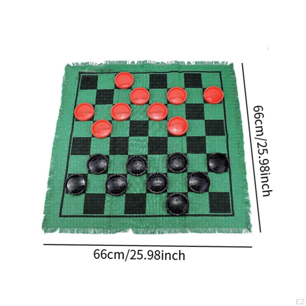 Checkers Board Game Set Draughts 3 in 1 Indoor Outdoor Yard Tic TAC Toe