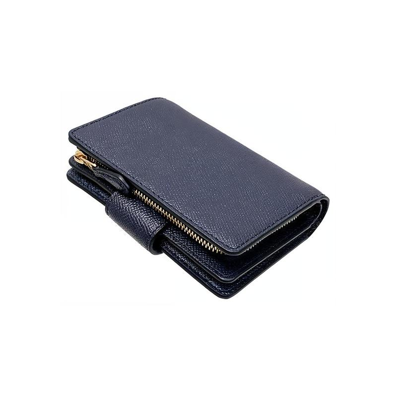 Coach Corner Zip 13 Snap Storage Leather Card Holder Wallet Medium Women's Night Blue