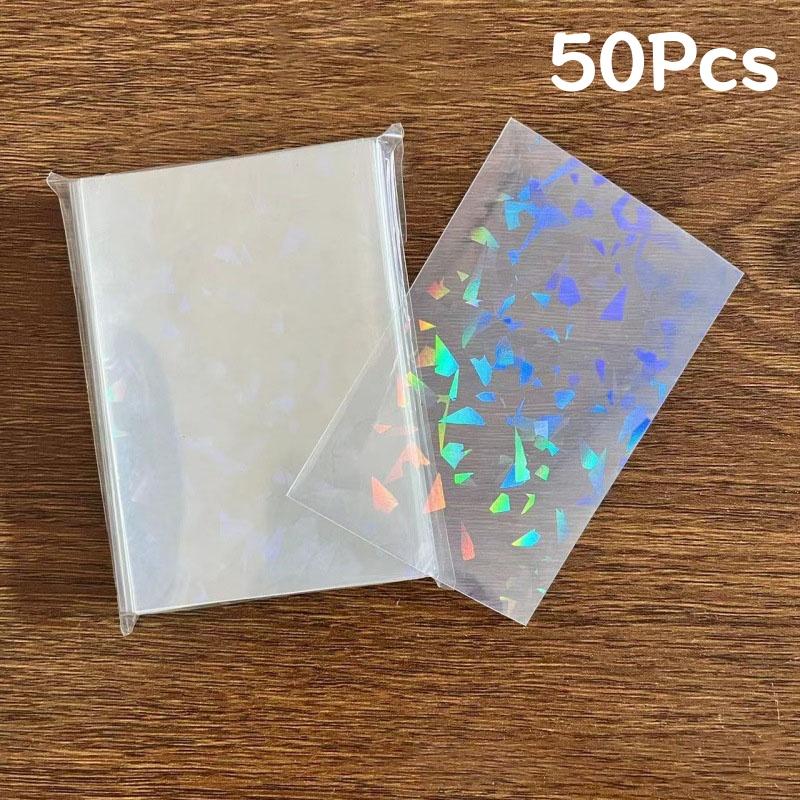 

50Pcs 65*90MM Laser Flashing Photocard Sleeves Little Star Heart Glass Transparent Trading Cards Protector Sleeves