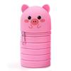 Cartoon Animal Foldable Silicone Pencil Case Flexible Desk Organizer Stationery Storage Bag Cute Folding Pen Pouch Organizer