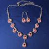 European & American Fashion Colored Diamond Teardrop Necklace & Earrings Set - Bridal Jewelry
