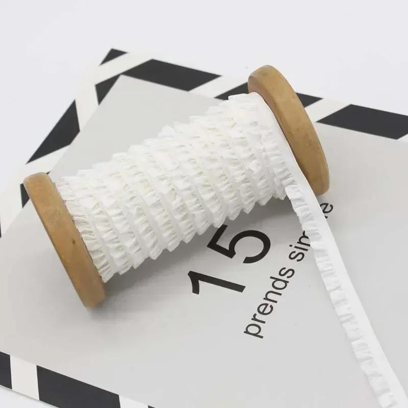 5-30Meters Meetee 10mm Elastic Bands Garment Stretch Ruffled Lace Trim Hairband Rubber Tapes DIY Clothing Sewing Accessories