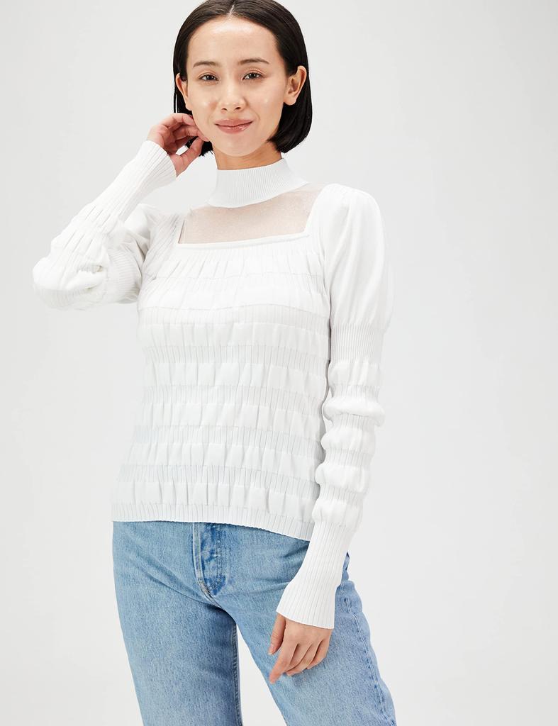 FRAY Decollete Sheer Knit Pullover FWNT224037 White F I.D. Women's