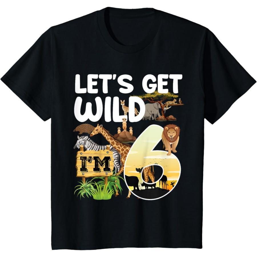 6 Year Old Zoo Birthday Safari Jungle Animal 6th B-day T-Shirt XXXXXL чёрный