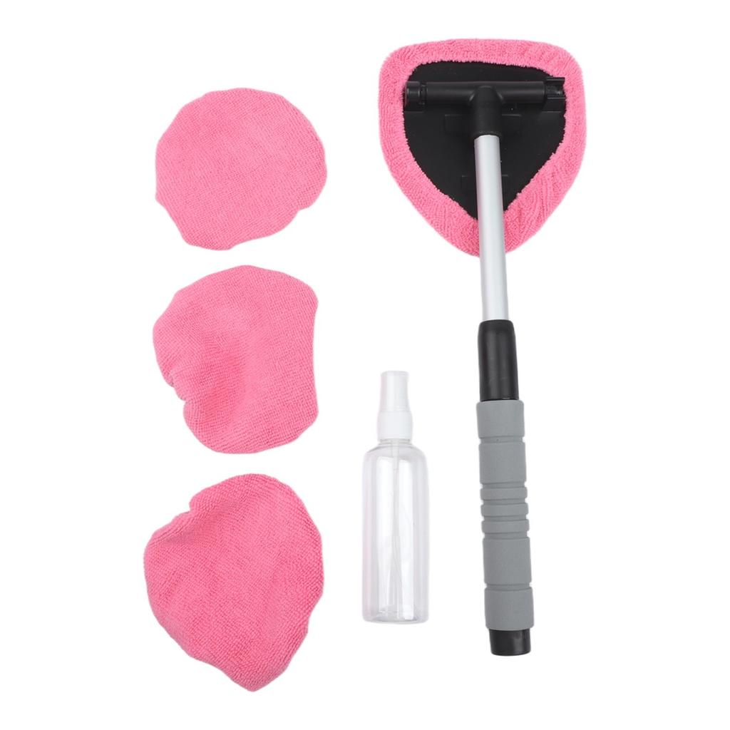 Inside Car Windshield Cleaner Tool with Ergonomic Handle and Spray Bottle
