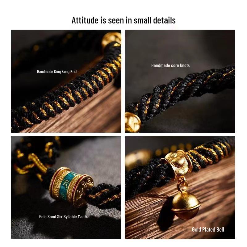 Tibetan Six-Syllable Mantra Hand-Woven Bracelet, Five-Color Red Rope for Women & Men's Birth Year Ethnic Ornament