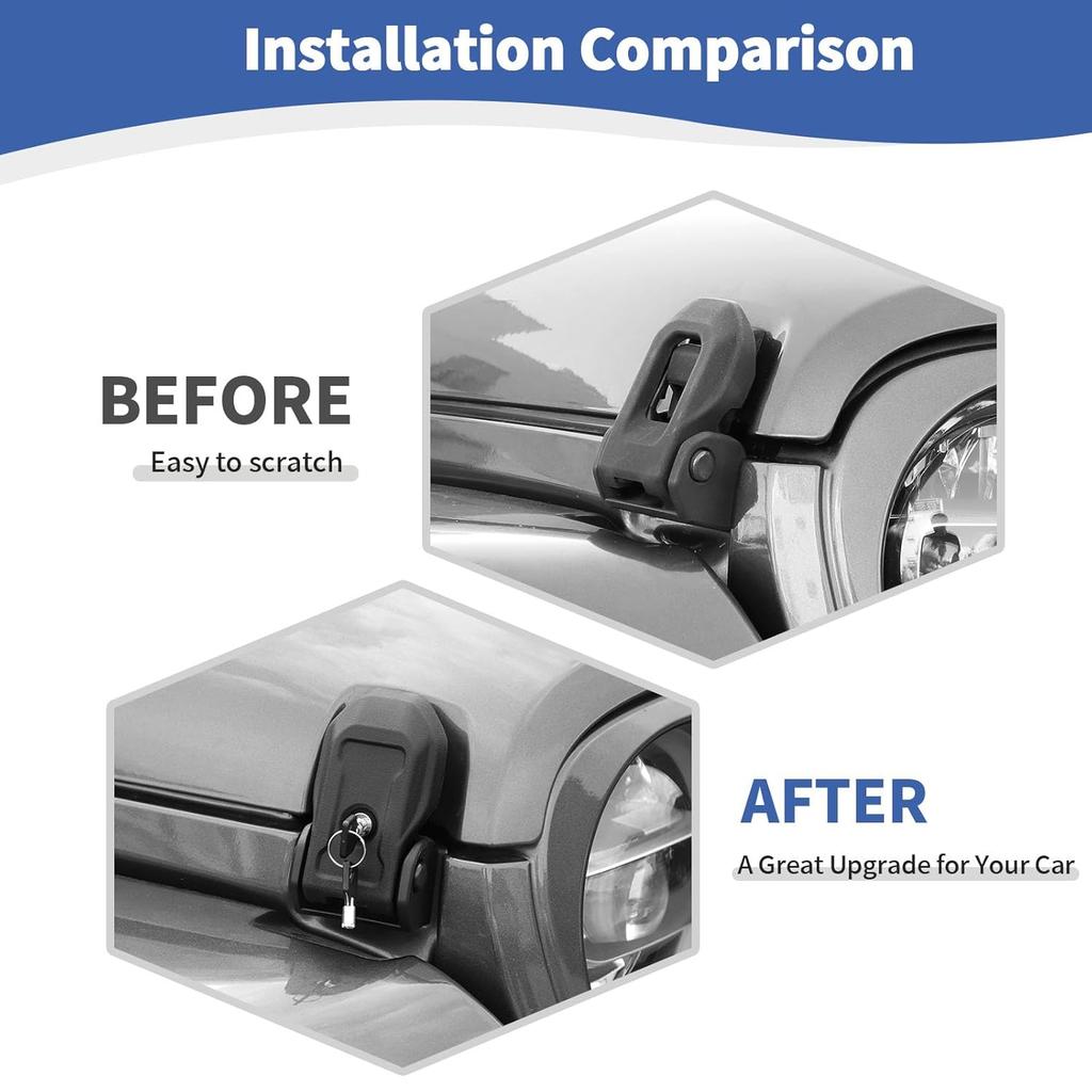 RT-TCZ For Jeep JL OEM Hood Latches Catch Locking With Key For Jeep Wrangler JL JLU 2018-Present For Gladiator JT -Present Original Factory Black