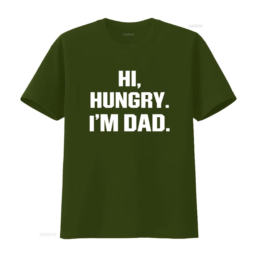 Hi Hungry Im Dad Funny T Shirt Design Black With White Print For Unisex Vintage Fashion Versatile Top For Everyday Wear