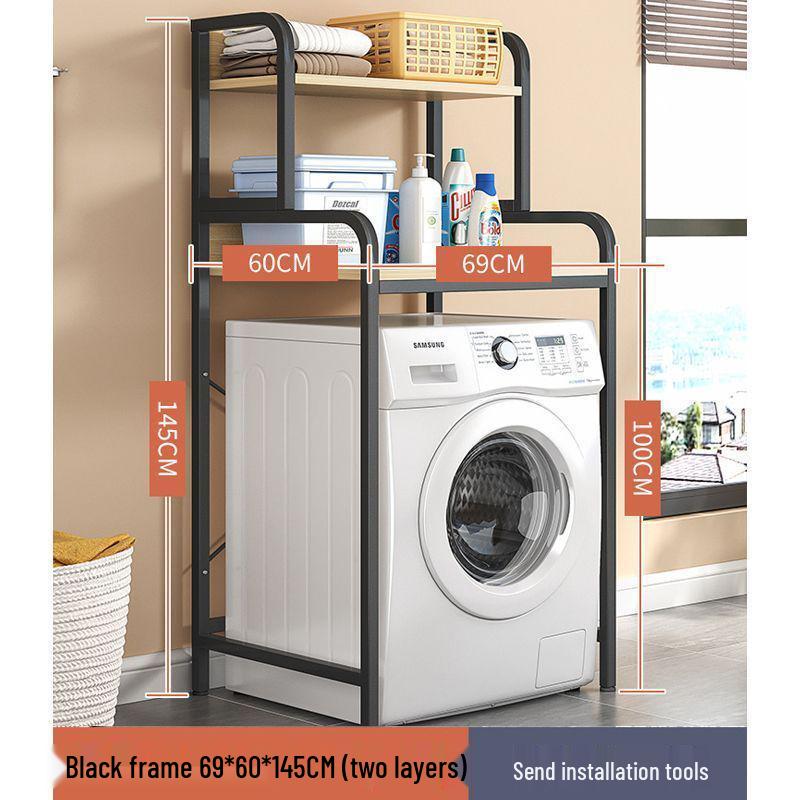 Multi-Layer Floor-Standing Adjustable Storage Rack with Trash Can Holder for Kitchen Use