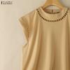 ZANZEA Women Elegant Round Neck Casual Short Sleeve Blouse