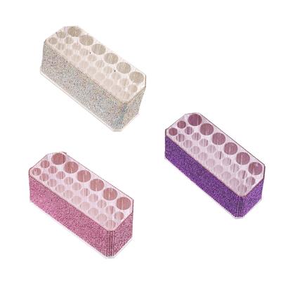 Multipurpose 26 Slot Makeup Brush Stand Rhinestones Acrylic Pen Organiser Cosmetic Brush Stand Vanity Organiser Rack