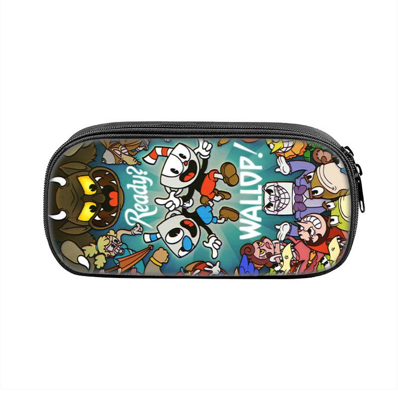 Cuphead Cartoon Pen Case Nylon Storage Pouch For Students And Kids