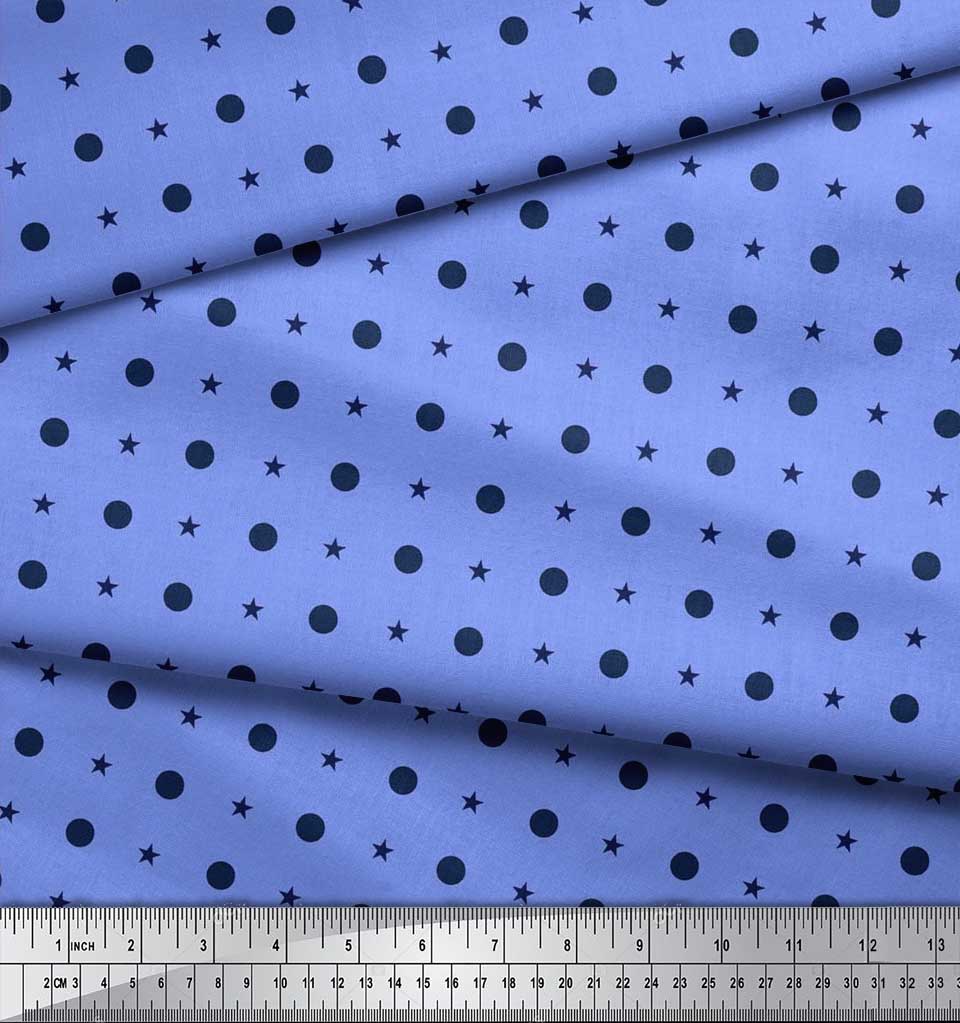 Soimoi Japonská krepová saténová látka s potiskem puntíků a hvězd 1 metr 42 palců