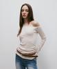 KITTY POTTERY Asymmetrical Off-Shoulder Shirred Top (Cream)