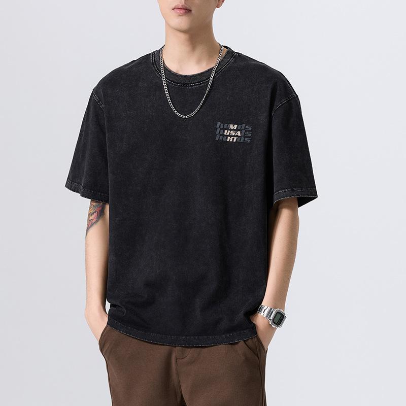 New Summer Men's Printed Short-sleeved T-shirt Large Size Loose American Retro T-shirt