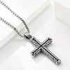 Funky Easter Stripe Cross Cool Pendant Necklace, Men's Trendy Stainless Steel Necklace Fashion Accessories