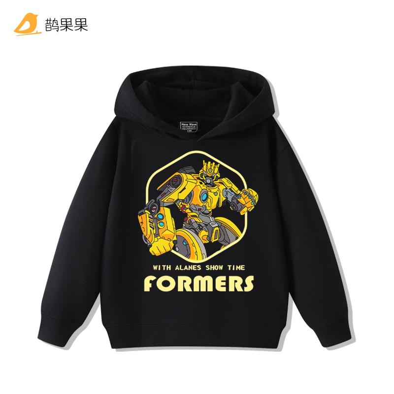 Jungen Super Handsome Transformers Kapuzenpullover mit Print – Kinder-Herbst- und Wintermode, warmer Fleece-Hoodie