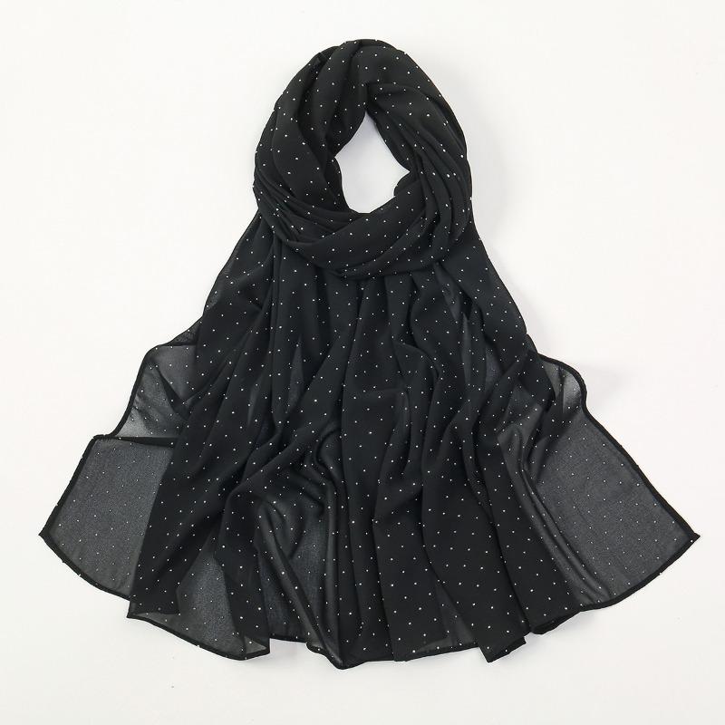 

Pearl chiffon gypsy star hot diamond long towel women s headscarf popular monochrome ethnic headscarf
