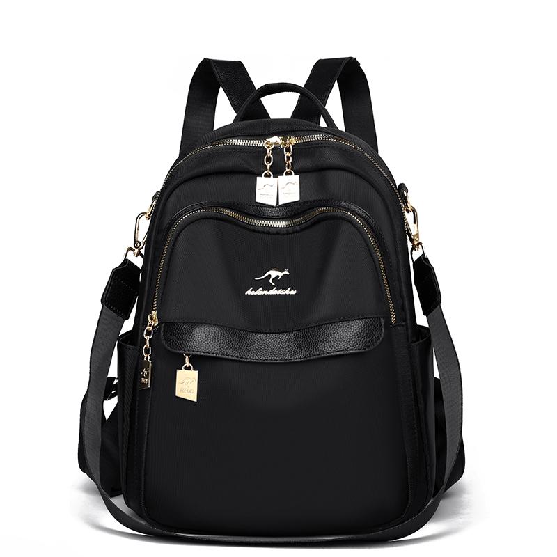 

Однотонный рюкзак женский многослойный рюкзак большой вместимости дорожная сумка легкий школьный ранец чёрный