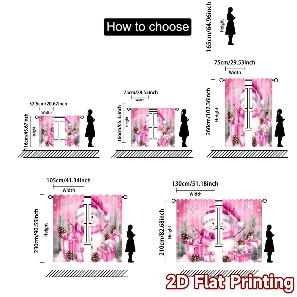 2pcs,Curtains Cute Snowman Christmas Winter Holiday Modern Contemporary Curtains Prints Light Filtering Curtains Decorations