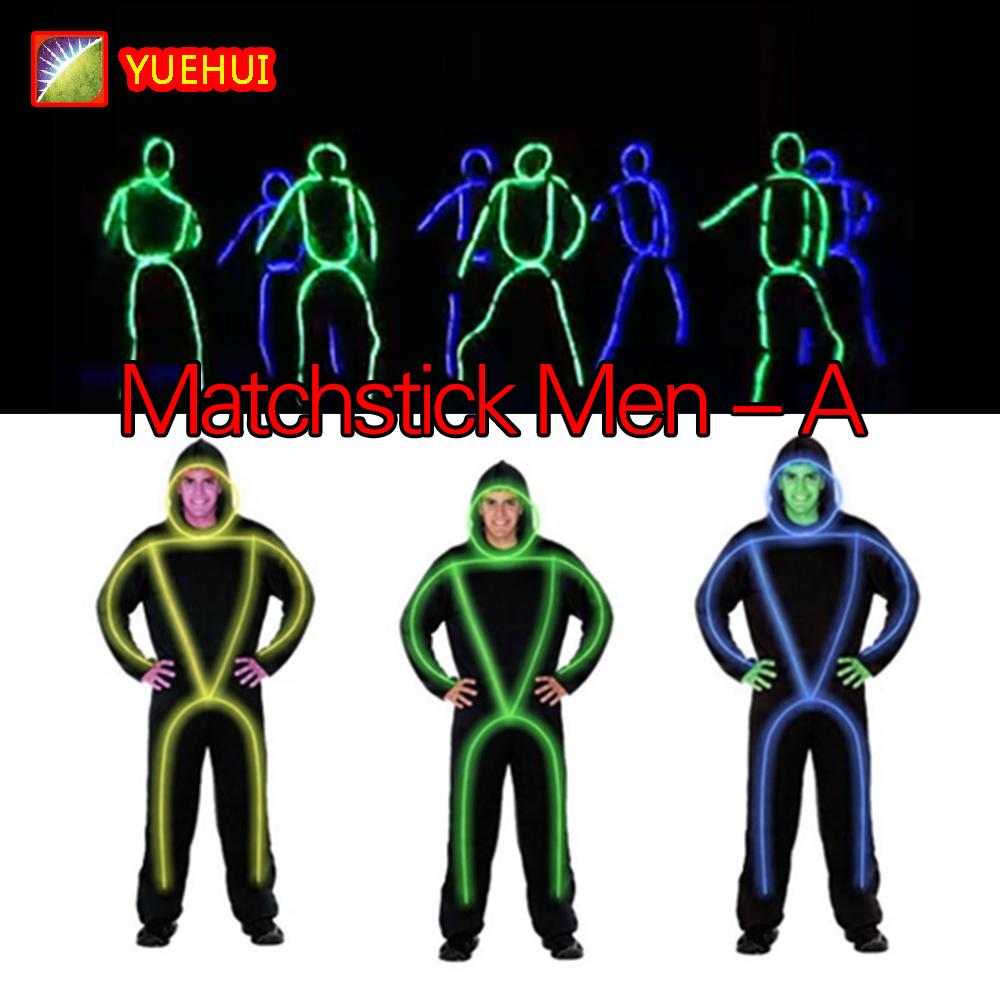 DIY LED Streichholz Streifenlichter Nachtshow Rüstungslicht Bühnenperformance LED Leuchtender Strichmännchen Kostüm EL Draht Kleidung Herren