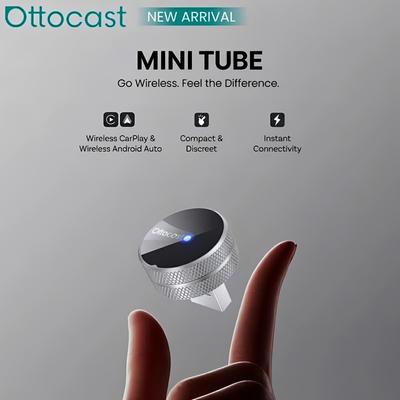 Ottocast Mini Tube Wireless CarPlay Android Auto Adapter Plug Play WiFi Bluetooth Auto Connect