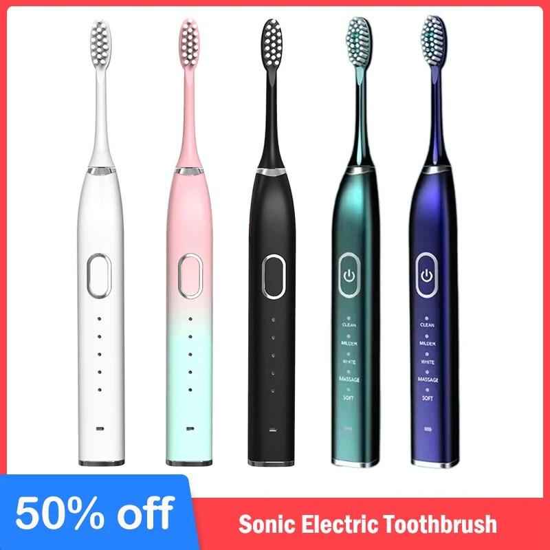 

Sonic Electric Toothbrush Usb Rechargeable Metal Teeth Brush Ipx7 Waterproof For Adults Teeth Whitening Cleaning Brush