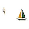 Girl Resin Art Statue And Iron Sailboat Sculpture Abstract Figurine Creative Office Desk Centerpiece