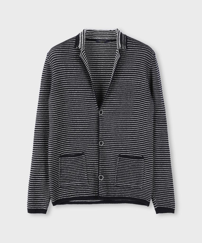 Panicale Cotton Blend Striped Knit Jacket [Navy]
