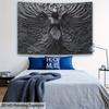Gothic Angel Tapestry Wall Hanging Black And White Art Fabric Poster For Living Room Bedroom Home Decor