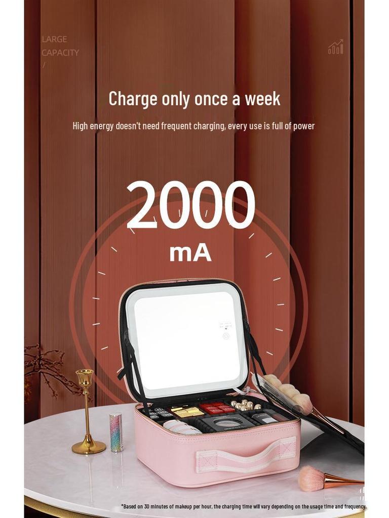 Přenosný kosmetický kufřík se světly a zrcadlem přes celou obrazovku