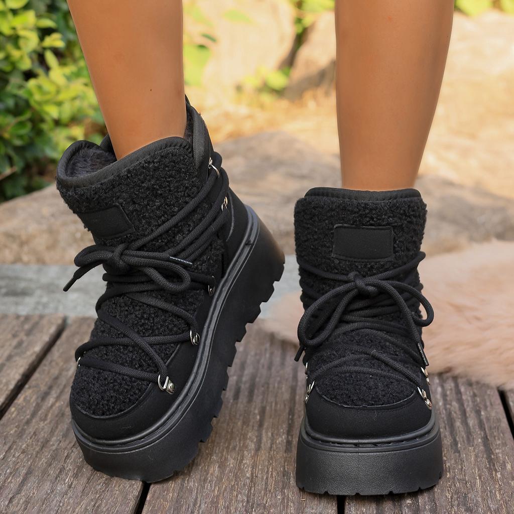 Grenzüberschreitender Außenhandel Schneestiefel Damen Neu Winter Fell Integriert Aufgeplüscht Verdickt Warm Rutschfest Nordost Baumwollstiefel