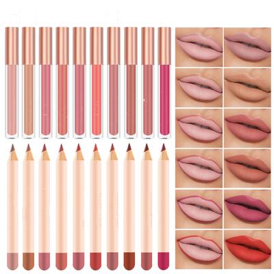 Lápiz labial delineador de labios marrón desnudo mate, Kit de contorno de labios de 12 colores, resistente al agua, no pegajoso, herramienta de maquillaje de brillo de labios rojo de terciopelo Sexy