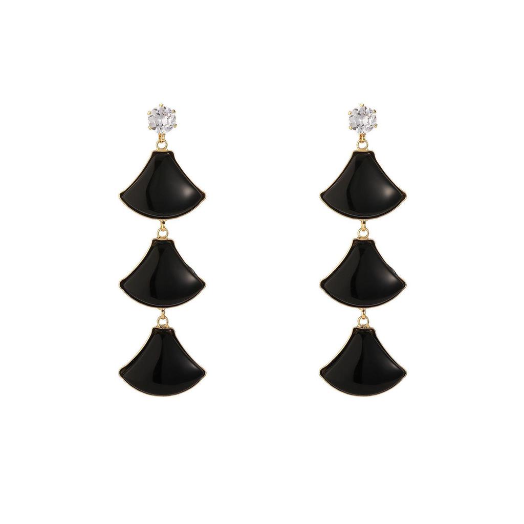 Korean Long Fan Earrings for Women - Autumn/Winter 2024 Trendy Niche Design