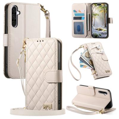 For Samsung Galaxy A57 A56 5G A54 A53 A52 A51 A71 4G A50 A30S Crossbody Wallet Case, Quilted Zip Pocket Card Holder Flip Cover