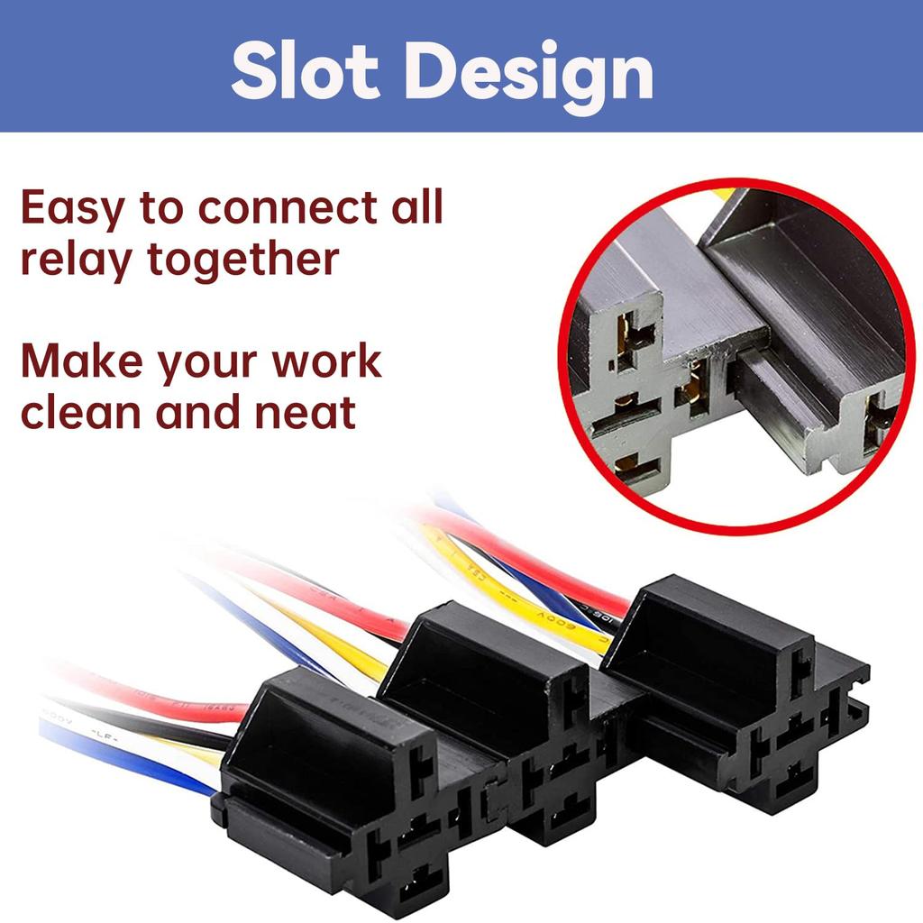 JD1914 5 Pin 40A SPDT Car Relay Harness Set with Interlocking Relay Socket and Wiring Harness 1 Piece