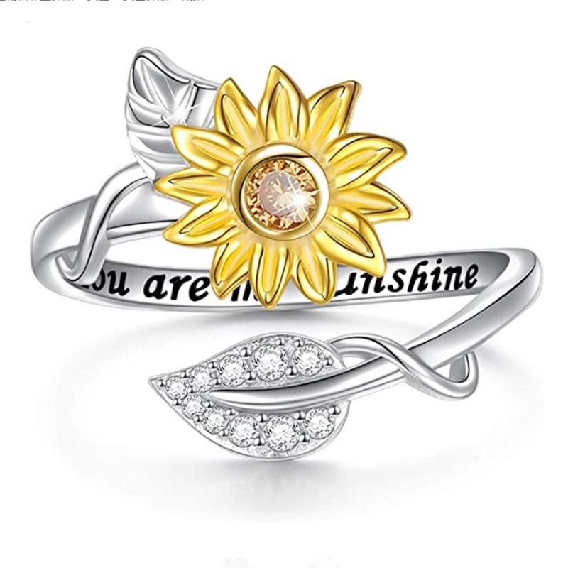 Sunflower Daisy "You Are My Sunshine" Open Ring