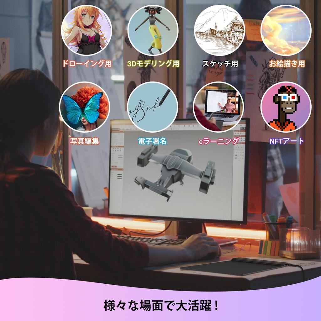 VEIKK S640 Pen Tab 6 x 4 palce Kompatibilní s chytrým telefonem Snadné přenášení Board Tab 8192 Úrovně citlivosti na tlak Detekce naklonění Bez napájení