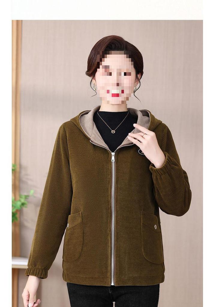 Stylish Women's Winter Corduroy Jacket - 2024 New Cozy Coat for Middle-Aged and Elderly Mothers