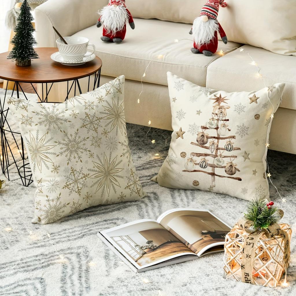 Festive Christmas Pillow Covers: Magic, Deer, Tree, and Snowflake Designs Sofa bed cushion cover, New Year home decoration