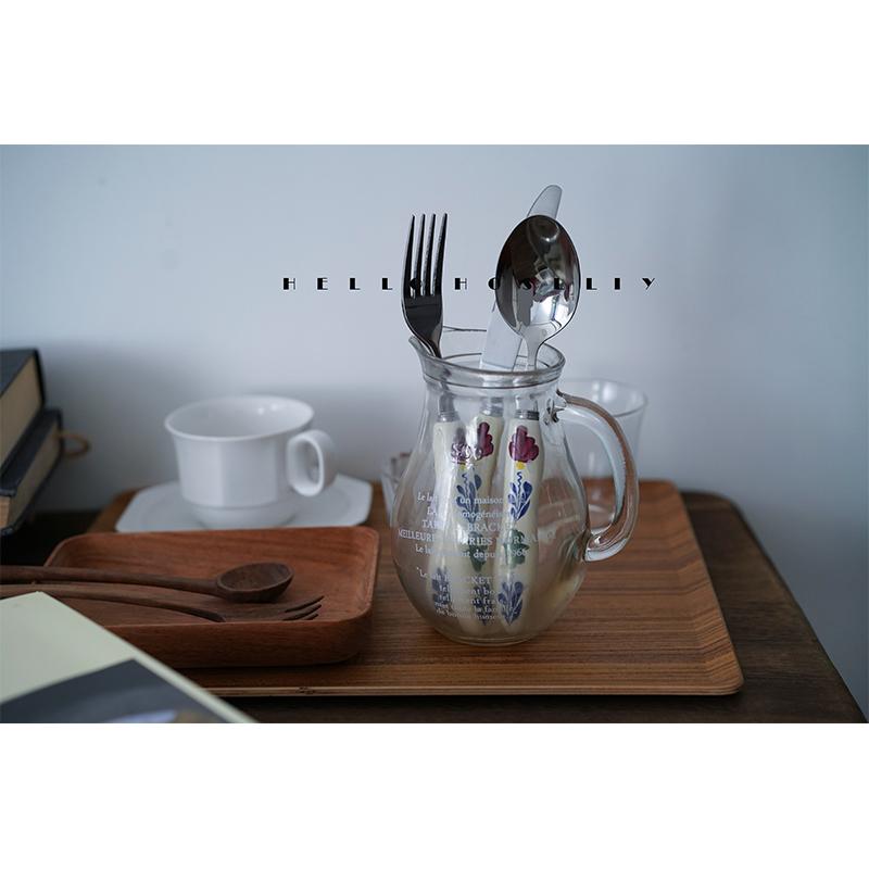 Coltello Cucchiaio Motivo Floreale Retrò Forchetta Acciaio Inossidabile Manico Ceramica Cucchiaino Torta Dessert Forchetta Frutta Set Cucchiaino Caffè