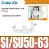 Zylinder SC CS1-F U mit Magnet schalterhalterung CMSG, Befestigungswinkel MBB und Zylinderzubehör D-A93 SU.