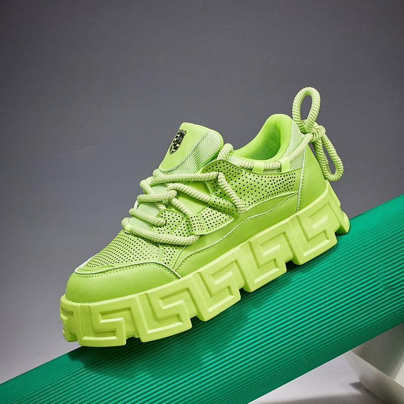 

Весенне-летние мужские спортивные туфли на платформе из зеленой сетки с толстой подошвой 39 флуоресцентный зеленый
