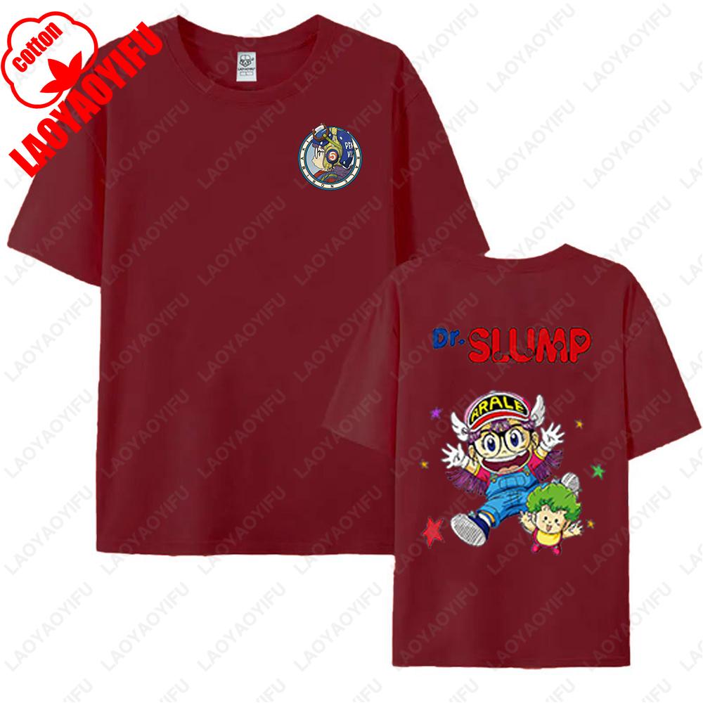 Kawaii Arale T-shirts Man Women Graphic Japanese Manga Tshirt Y2k Clothes Cotton Short-sleev Tee Clothing Two-sided Printed Tops