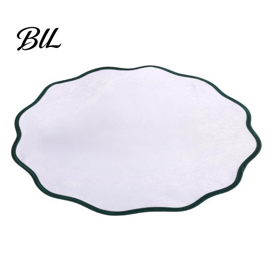 Dining Table Placemat Scalloped Round Linen Machine Washable Heat Farmhouse Insulation Mat for Protection Decoration Elegant
