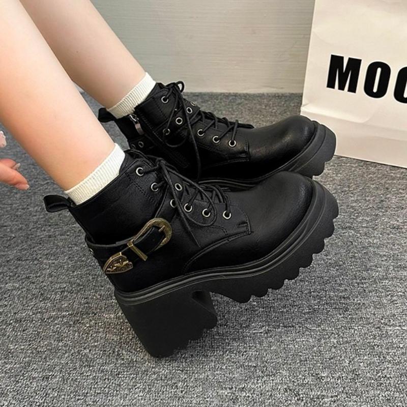 Fashion High Heels Ankle Boots Women Platform Heeled Shoes Elegant New Winter 2025 Fashion Boots Sexy Chunky Chelsea Brand Pumps Botas