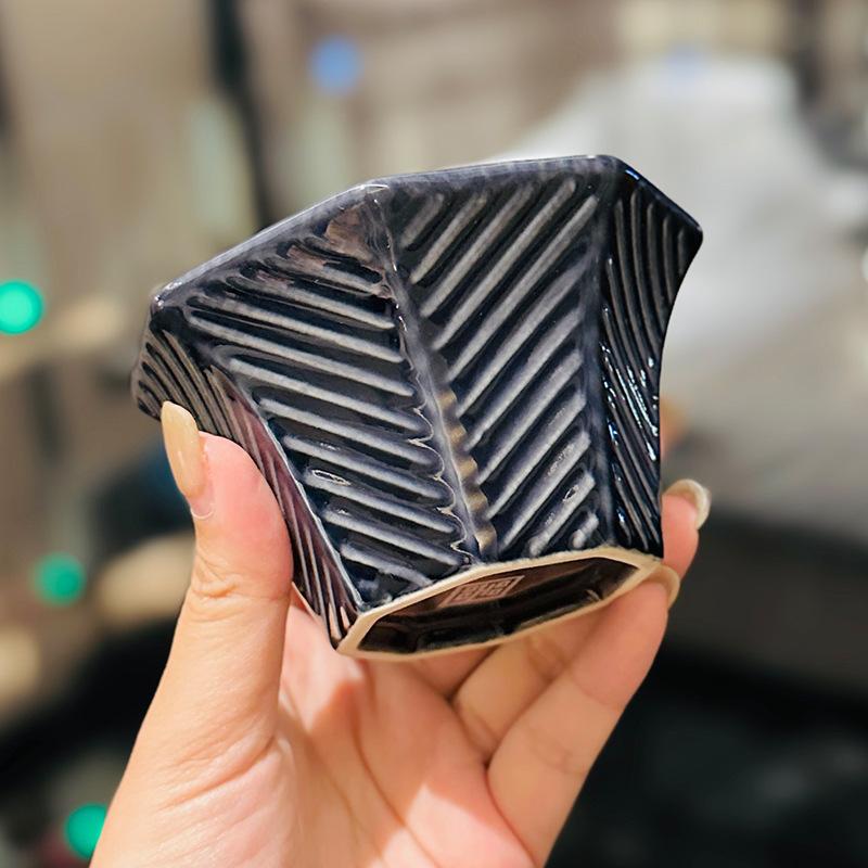 Japanese Ceramic Tea Ceremony Cup Octagonal Cup Retro Espresso Cup Souvenir 150ml