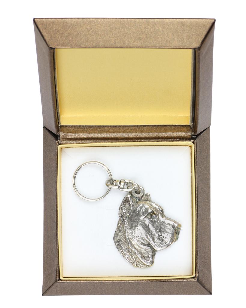 Presa Canario, Dogo Canario – Silver-plated pendant with a dog in a decorative box, handbag decoration | Art-Dog